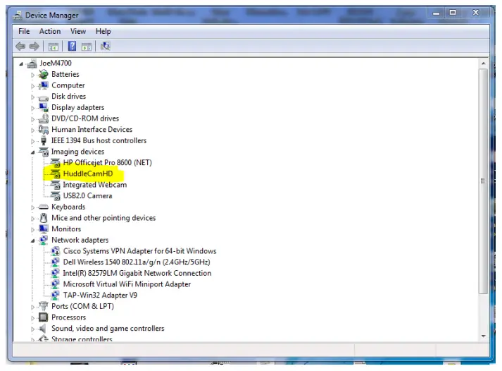 HuddleCam connected to USB 3.0