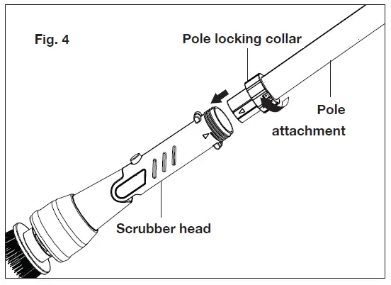 Use the pole locking collar