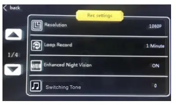 TOGUARD CE13 Dual Lens Rearview Mirror Dash Cam - menu