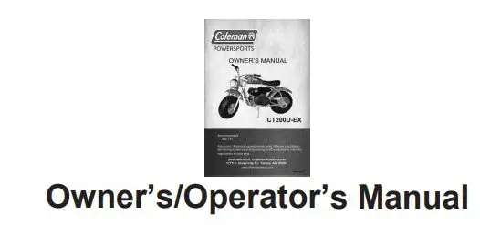 Coleman Mini Bike Owner's Manual