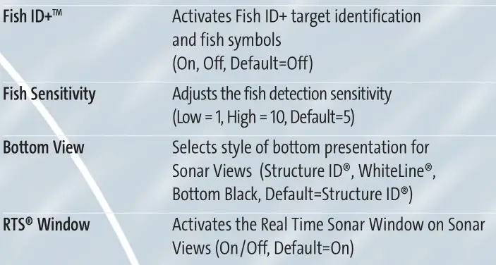 HUMMINBIRD Matrix 35 Fishing System - Sonar Main Menu