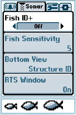 HUMMINBIRD Matrix 35 Fishing System - Sonar Settings – Main Menu Sonar Tab