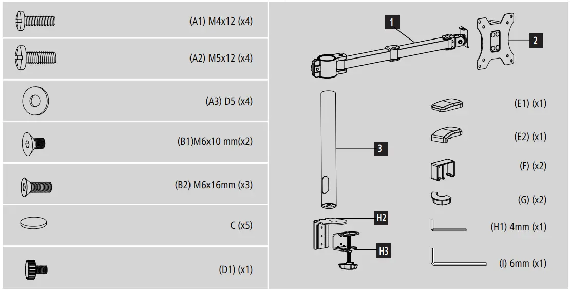00118493 Full Motion Dual Monitor Arm Instalaltion Kit