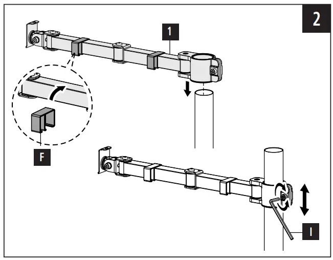 00118493 Full Motion Dual Monitor Arm Assembly illustration