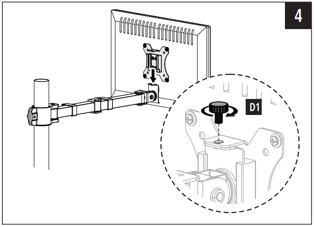 00118493 Full Motion Dual Monitor Arm Assembly illustration