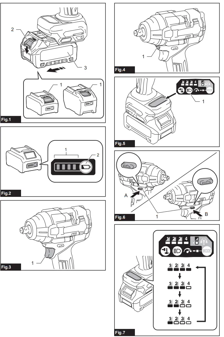 makita TW007G TW008G Cordless Impact Wrench - fig