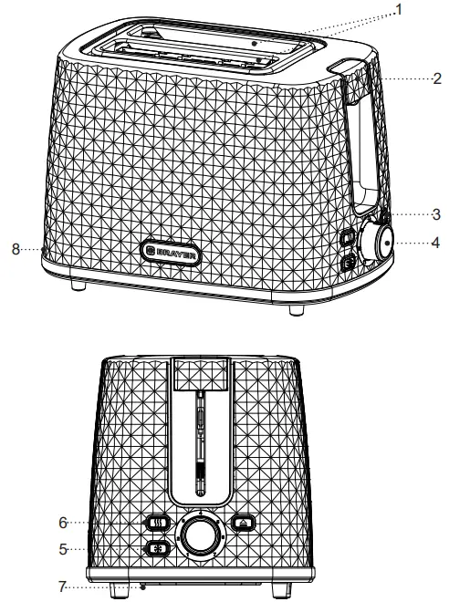 BRAYER BR2101BK Toaster - DESCRIPTION