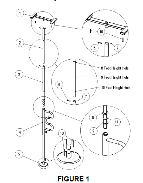 STANDER 1100 Security Pole with Curve Grab Bar fig 1