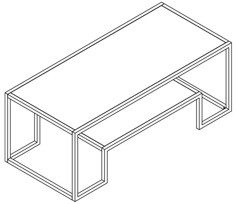 ANBAZAR 02414ANNA B Rectangle Wood Top Coffee Table-