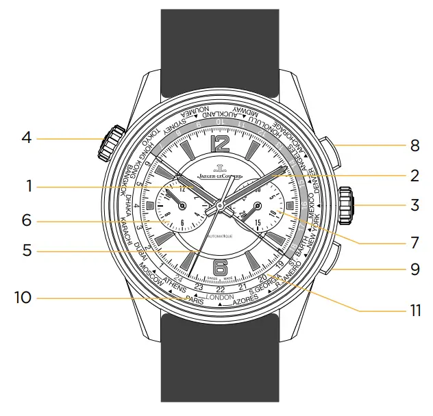 JAEGER LECOULTRE 905T471 Polaris Chrono Worldtime Watch-