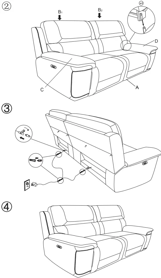 ASHLEY U1010015 Wentler Dual Power Reclining Sofa-FIG-3