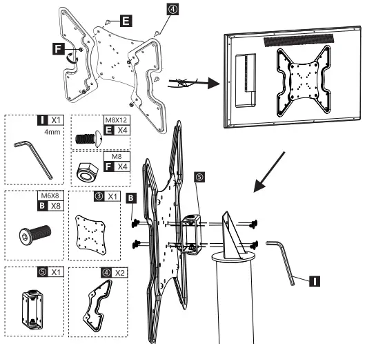 DQ17-1123 Kosmas TV Vloerstandaard zwart -4