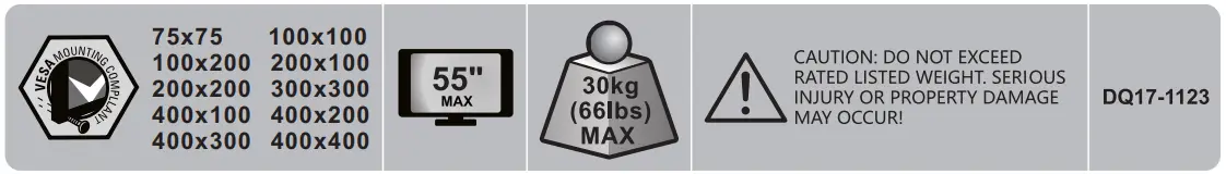 DQ17-1123 Kosmas TV Vloerstandaard zwart -VESA