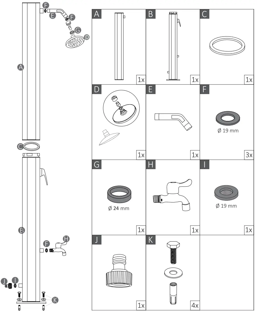 alza LPR SS061 La Proromance Solar Shower - Figure 1