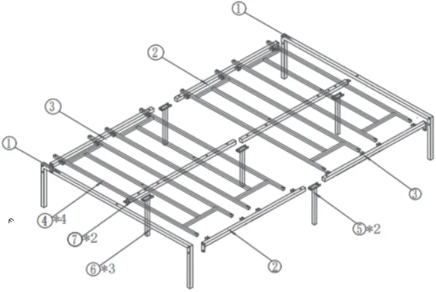 JAXPETY HG61Y0742 14 Inch High Full Size Metal Bed Frame W Clips - PRODUCT ASSEMBLY