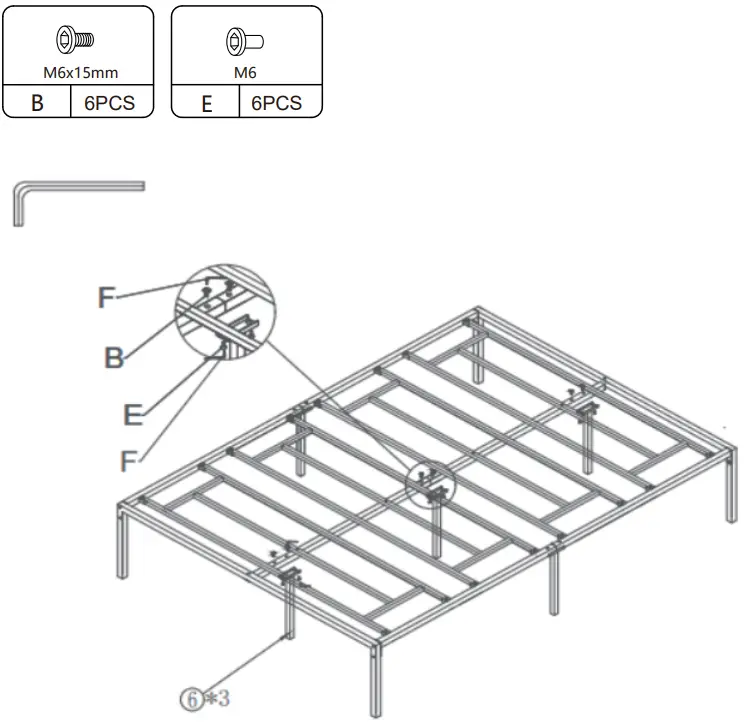 JAXPETY HG61Y0742 14 Inch High Full Size Metal Bed Frame W Clips - STEP 5