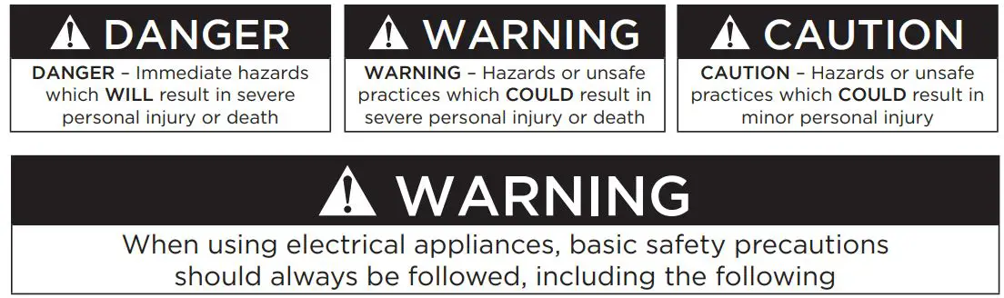 Westinghouse WSFNCP001BK 18 inch High Velocity Fan Instruction Manual - SAFETY INFORMATION