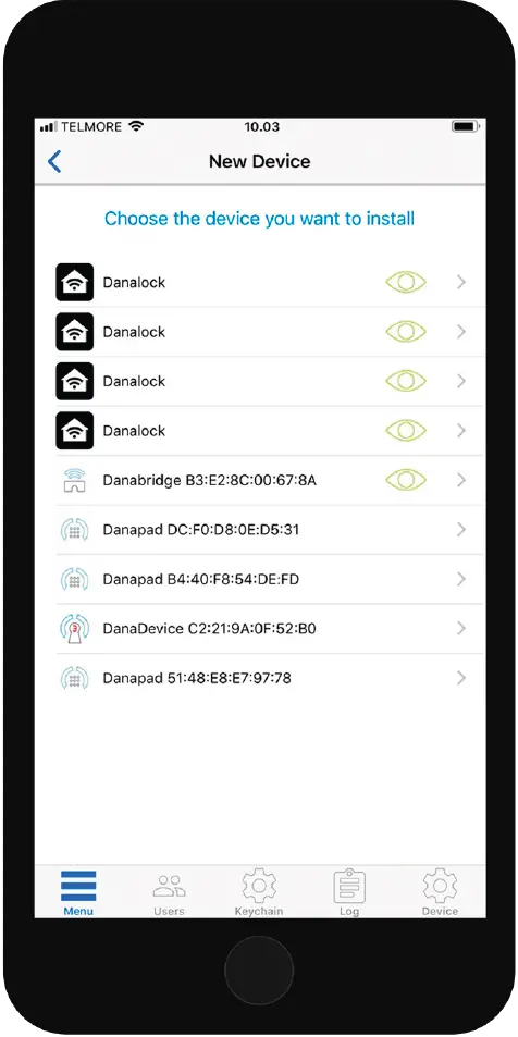 Add to Danalock App