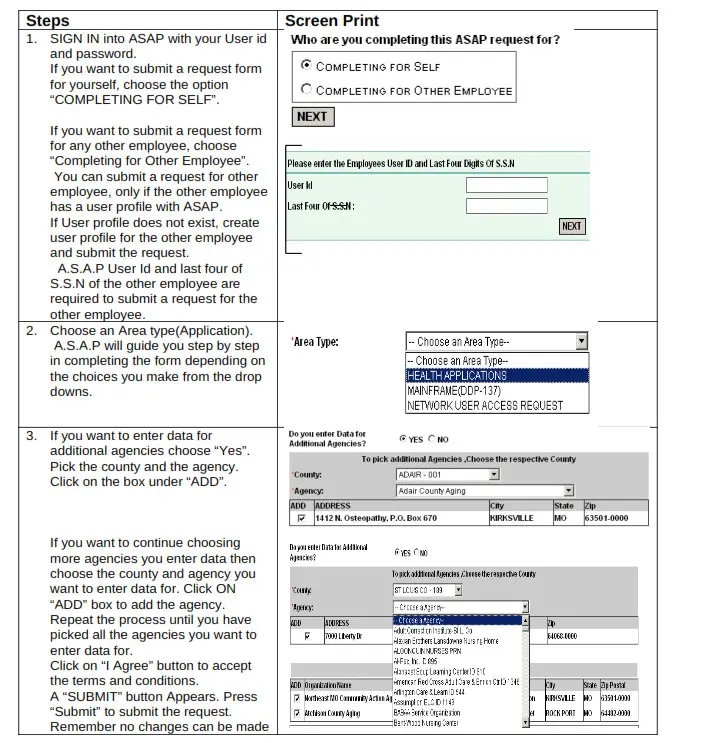 Request Access forms for Health Applications