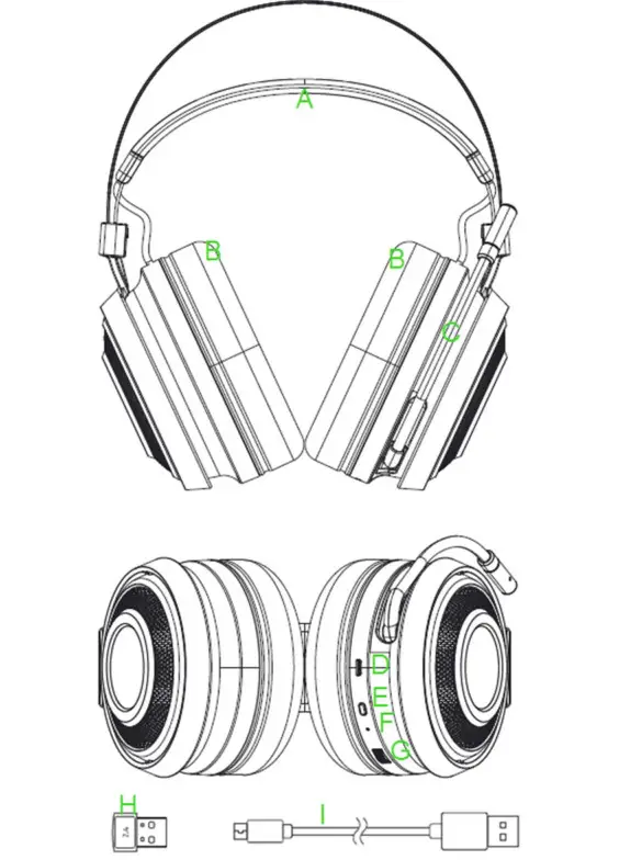 Razer RZ04-0269 Gaming Headset - DEVICE LAYOUT