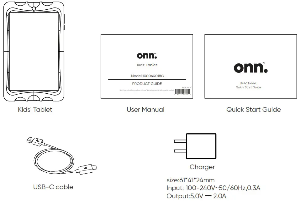 onn 100044018G Kids Tablet - In The Box