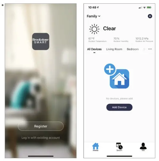 Brookstone Smart LED Strip White and Color Changing- REGISTRATION AND LOGIN