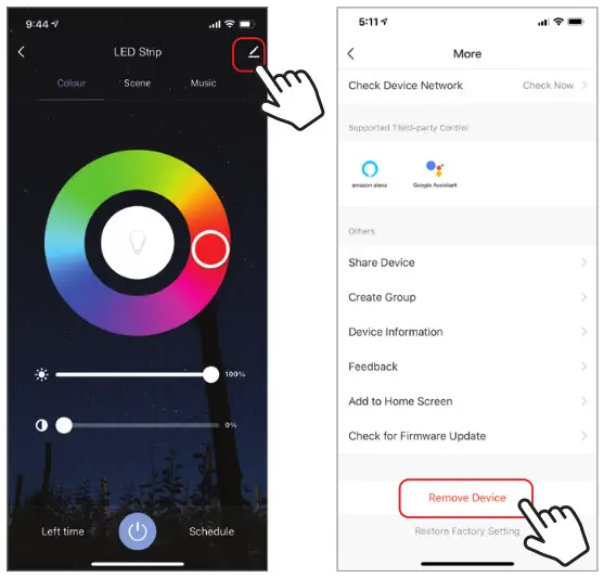 Brookstone Smart LED Strip White and Color Changing- REMOVE A DEVICE