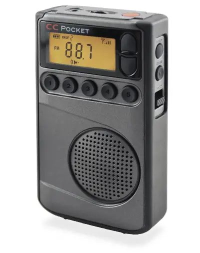 C CRANE CC Pocket AM-FM NOAA Weather Radio- Alert with Clock and Sleep Timer IMAGE
