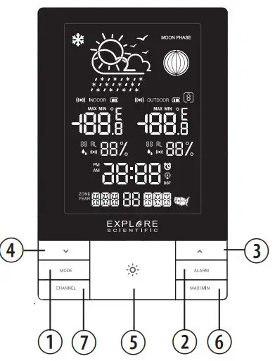 EXPLORE SCIENTIFIC WSH5001 CrystalVision Weather Station With LED Touch Keys FIG 1