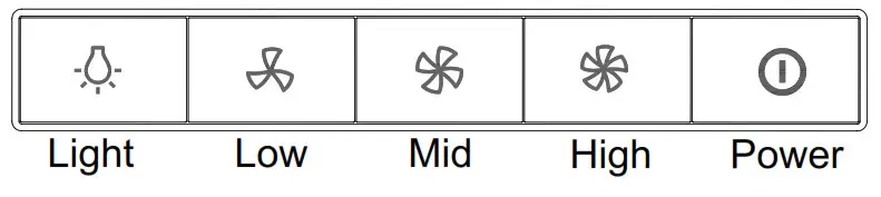 kleenmaid RHSC61 60cm Wall Mounted Canopy Rangehood- adjustment buttons