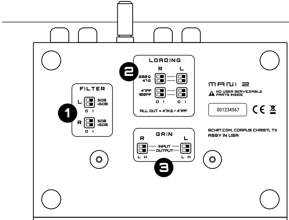 SCHIIT Mani 2 MM MC Phono Preamplifier - CONTROLS