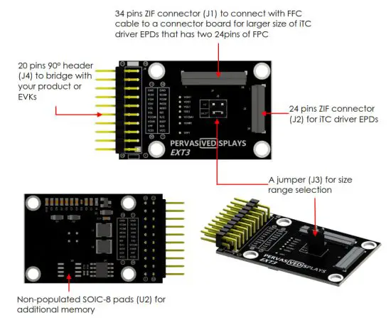 PERVASIVE DISPLAYS EXT3 EPD Extension Kit - 34 pins ZIF
