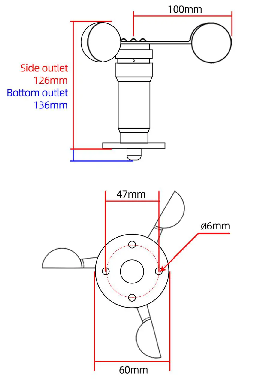 SONBEST SM5386M 4 20mA Current Type Aluminum Outdoor Wind Speed Sensor - figure 1