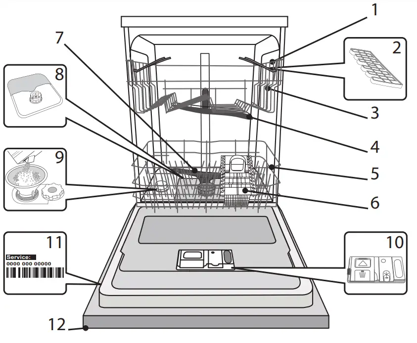 ARISTON LIE2C19 Dishwasher - parts