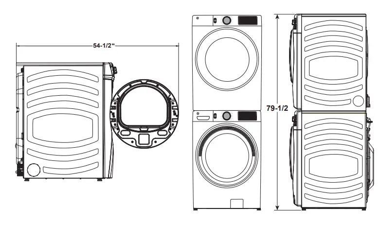 GE Profile PFD95GSPTDS 7.8 cu. ft. Capacity Smart Front Load Gas Dryer with Steam and Sanitize Cycle - STACKED INSTALLATION
