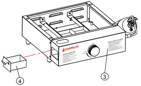 CAMPLUX GG301S Table Top Gas Griddle - grease cup