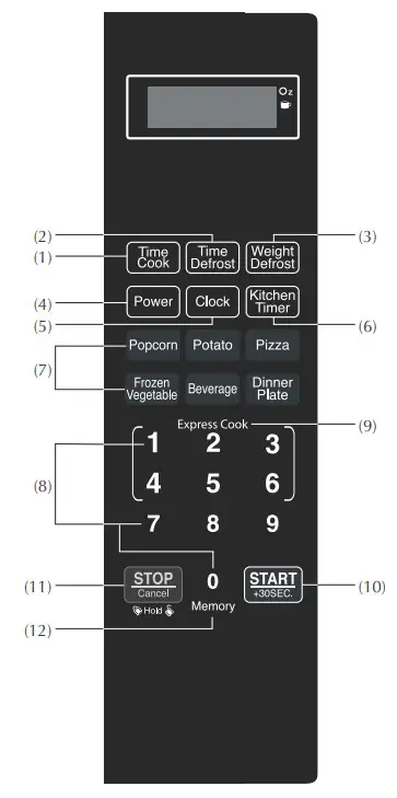 FARBERWARE FMO11AHTBSB 11 Cu Ft 1000 Watt Microwave Oven - CONTROL PANEL