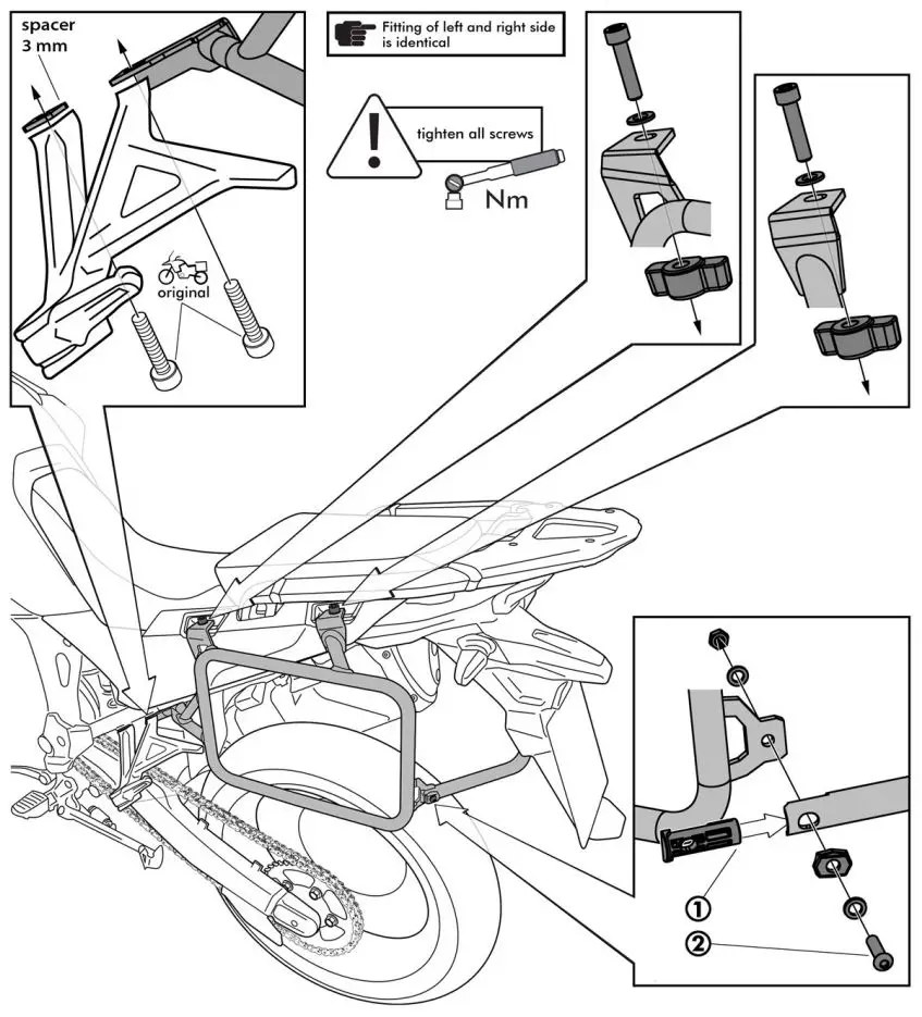 TOURATECH CRF1100L Stainless steel side case holder for Honda Instruction Manual - How to Use