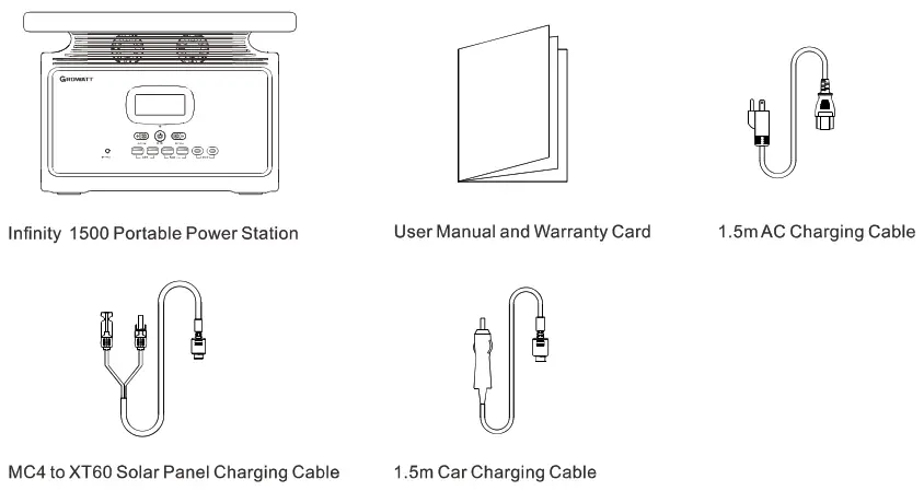 Growatt INFINITY 1500 Portable Power Station - power cabol