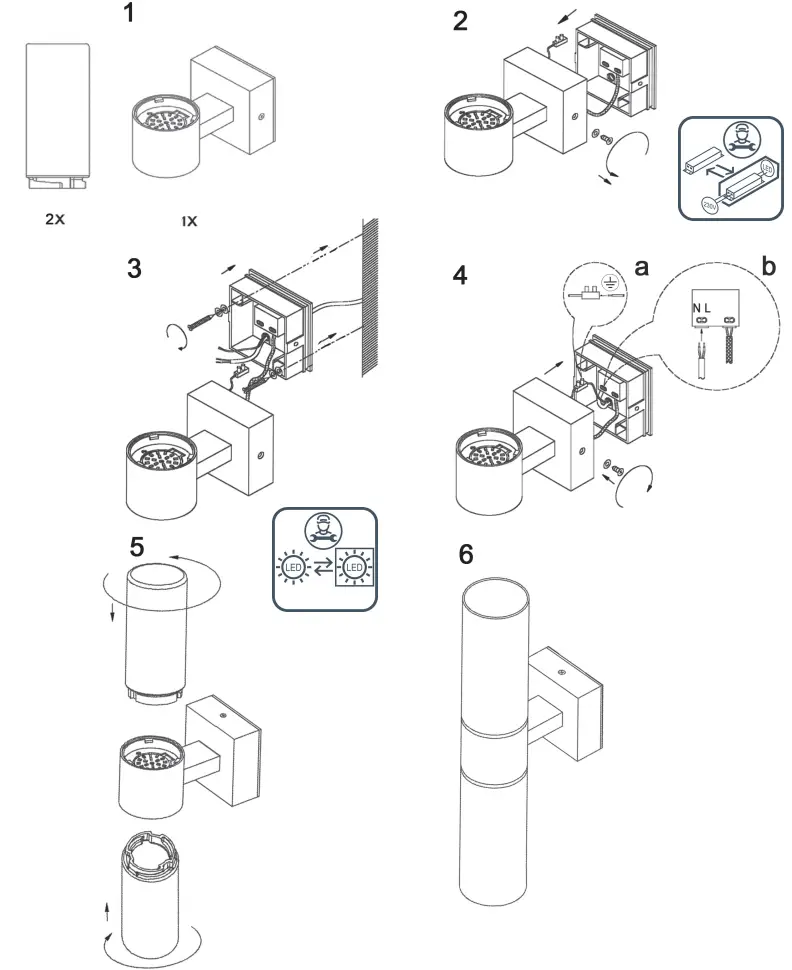 WOFI 4003474296371 LED Wall Light fig