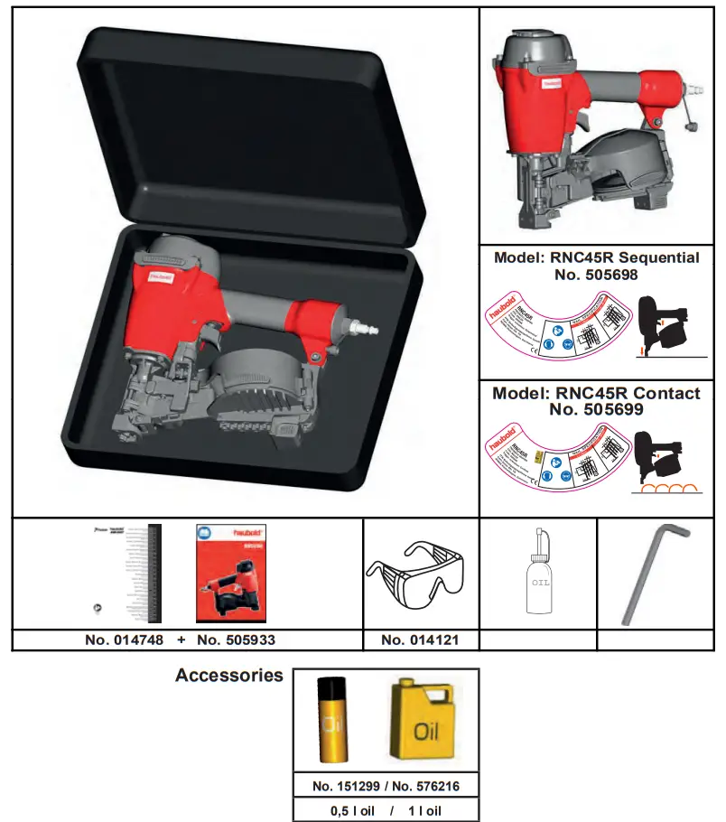 haubold RNC45R Pneumatic Coil Roofing Nailer - fig 1