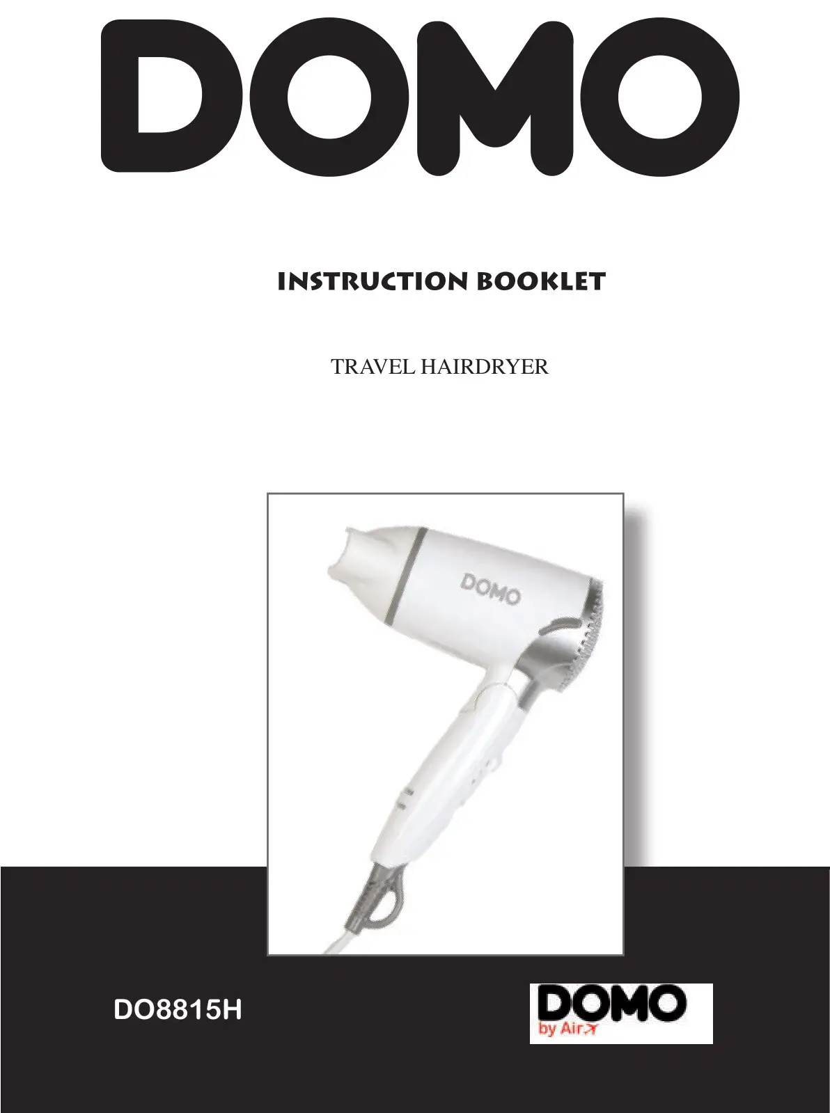 DOMO DO8815H Travel Hairdryer Instructions