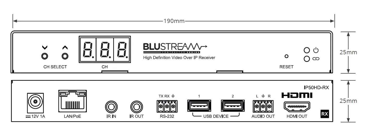 BLUSTREAM IP50HD-RX High Definition Video Over IP Receiver 2