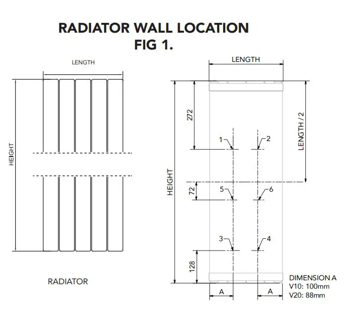 Myson Decor Vertical Flat Tube Radiator V10 and V20 User Guide - Figure 1