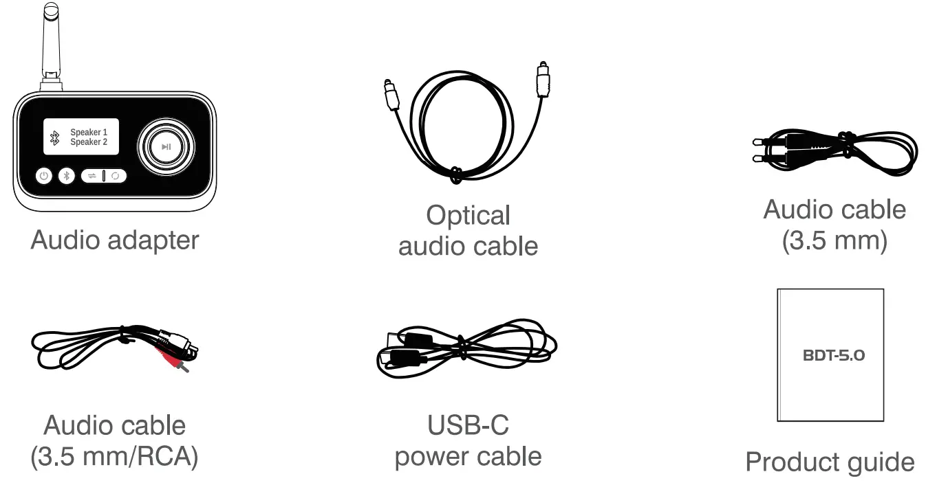 OMNITRONIC BDT-5.0 Bluetooth 5.0 Transceiver package content