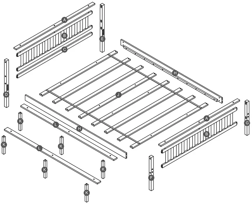 THE HOME DEPOT HY01987Y Wood Frame Queen Platform Bed - Detail View