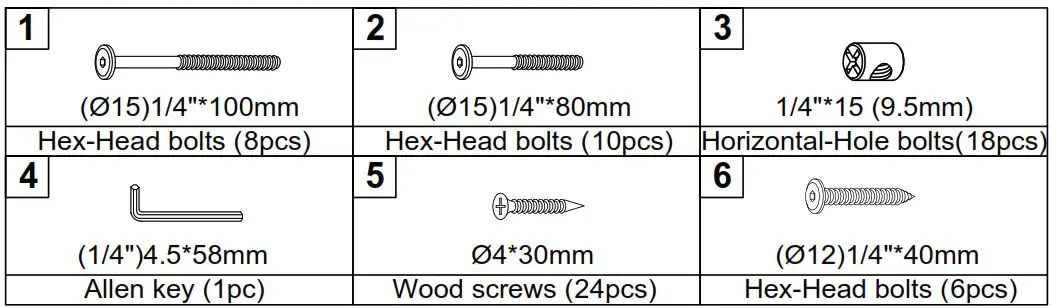 THE HOME DEPOT HY01987Y Wood Frame Queen Platform Bed - Hardware List