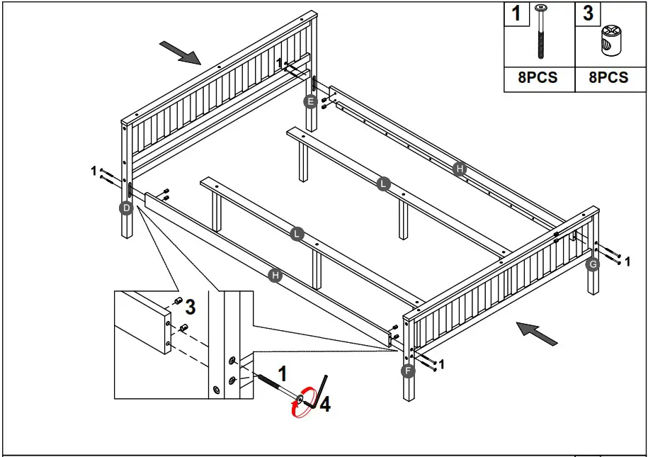 THE HOME DEPOT HY01987Y Wood Frame Queen Platform Bed - STEP 5