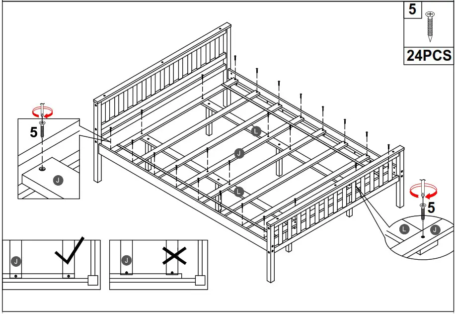 THE HOME DEPOT HY01987Y Wood Frame Queen Platform Bed - STEP 6