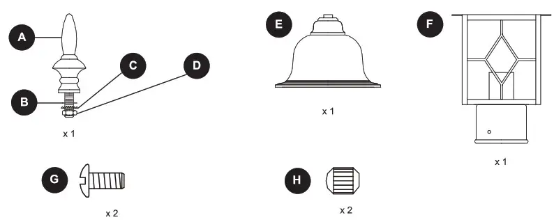 Harbor Breeze AL0344MORB Outdoor Post Light Outdoor Post Light - PACKAGE CONTENTS